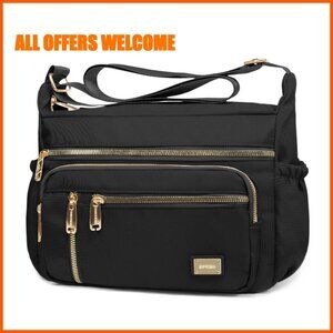 Waterproof Crossbody Bag Multi-Pocket Shoulder Purse Lightweight Polyester
